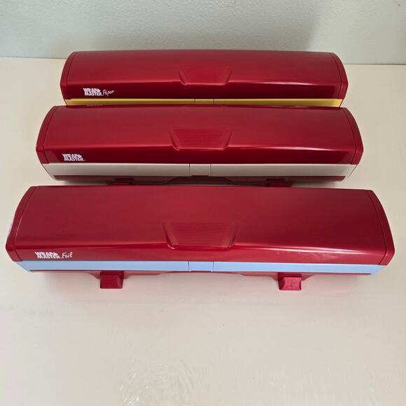 Vintage Wrap Master Foil Paper Plastic Wrap Dispensers Set Of 3 Red Model 1500 - Picture 2 of 16